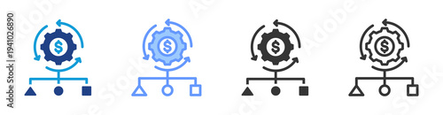Business Model icon set multiple style collection