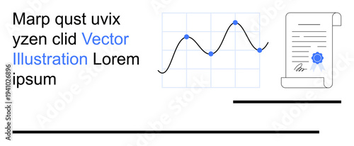 Data visualization, analytics, certification, business planning, documentation, progress tracking. A line chart with connected points, official document. Data visualization and analytics concepts