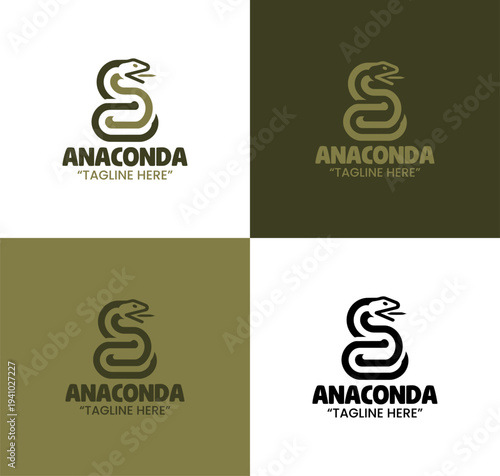 Tableau sur toile Modern Minimalist Anaconda Logo for Wildlife and Jungle Brand Identity