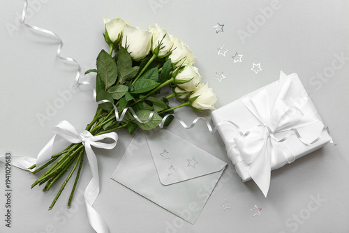 White rose flowers with gif...