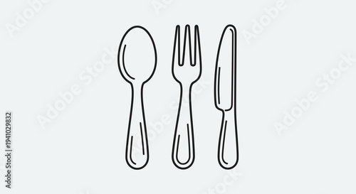 Cutlery Vector Illustration Simple Line Art Flat Design for Restaurant Menu or Food Blog Graphic Element