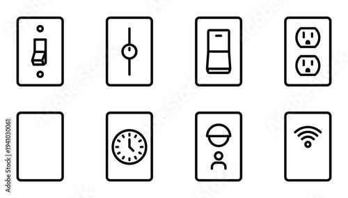 Electric switch and wall outlet vector illustration collection isolated on background