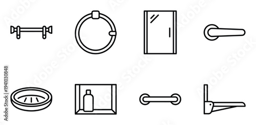 Home interior details design vector illustration set isolated on transparent background