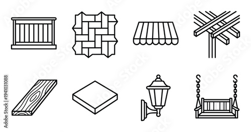 Outdoor architecture elements for designing landscapes patios and gardens for architectural projects