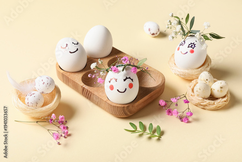 Wooden tray of cute painted...