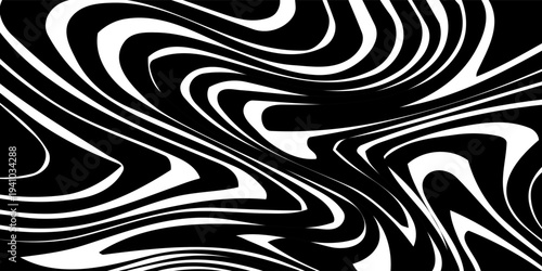 An optical illusion featuring swirling black and white lines creating a distorted visual effect
