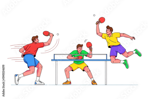 table tennis players vector design