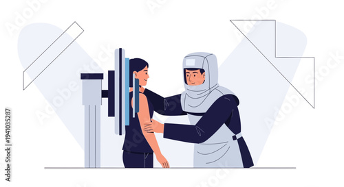 Medical professional in protective suit administering vaccine to patient in clinic setting