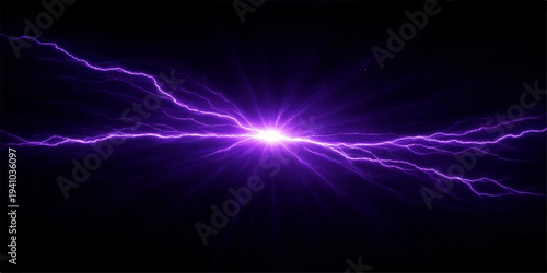 A glowing blue lightning flash erupts in a bright motion pattern against the black night of deep space, creating an abstract fractal art design with a magic flare of energy and star light