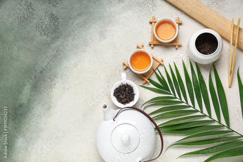 Composition with teapot, cu...