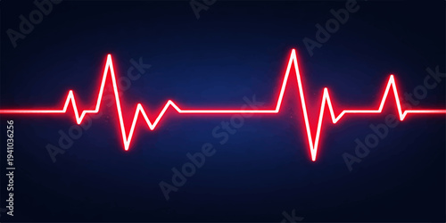 A medical electrocardiogram displays a healthy heart beat pulse rate as a glowing green wave line on a hospital cardiology monitor for clinical healthcare testing