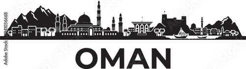 Oman's stunning cityscape with mountains and mosques