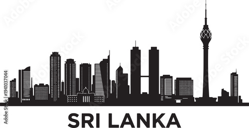 Modern cityscape of Sri Lanka with tall buildings and tower