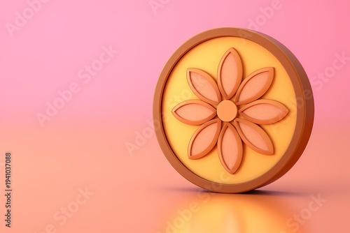 Wallpaper Mural Vibrant Yellow Flower Design on Circular Object Torontodigital.ca