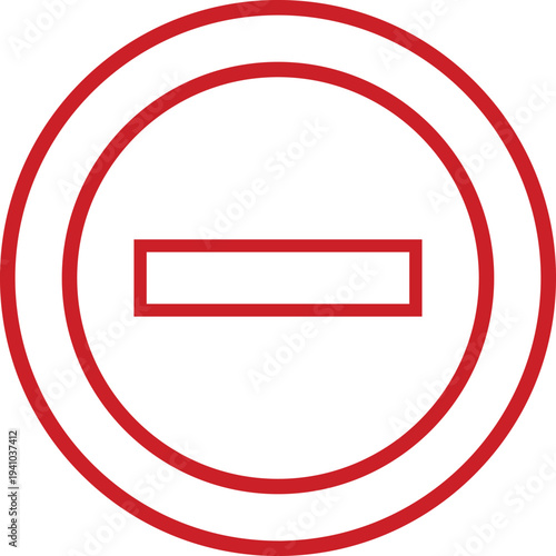 Red circle with horizontal line symbol minus