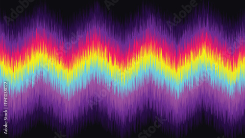Vibrant Neon Ikat Zigzag Pattern Abstract Vector Background
