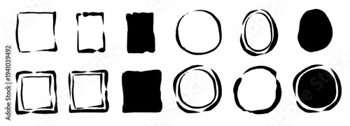 筆書きのライン素材セット、和風、ベクター、墨、かすれ、背景素材、和モダン、筆致、手書き、バナー、飾り、和柄