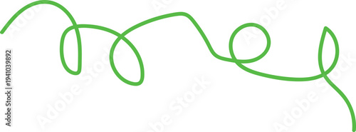  described showcases a green, winding line that resembles a scribbled or coiled string, set against a predominantly white background. This design creates a striking visual contrast, allowing 