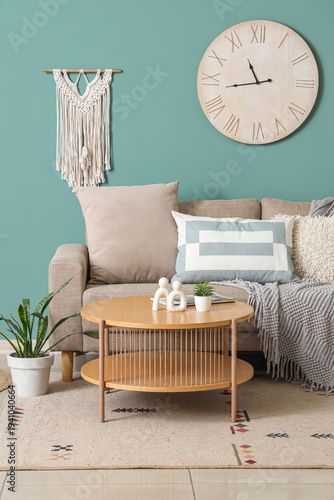 Comfortable sofa, table and...