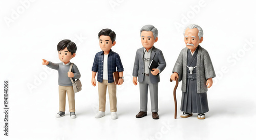 男性のキャリアと人生の歩み 学生から定年・和装の老後まで