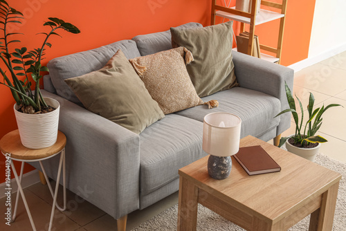 Comfortable sofa, table and...