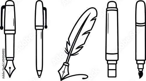 Set of 4 writing instruments icons vector