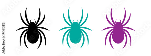 set of colorful spider icons