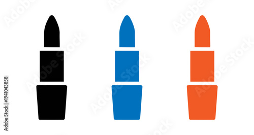 Colorful lipstick icons in black blue and orange hues