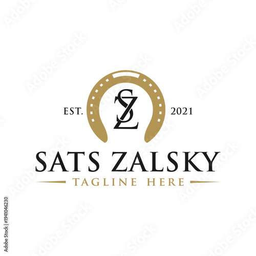 Horseshoe illustration logo with letter SZ
