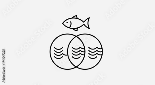 Fish and Water Circles Vector Illustration Graphic Design for Ecology and Nature Concepts
