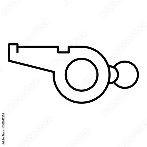 Sports Whistle Outline Icon Isolated on White