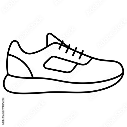 Running Shoe Outline Icon Isolated on White Background