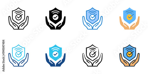 Online Insurance icons set multiple style collection. Editable stroke 
