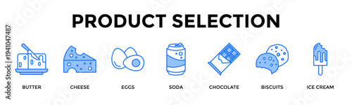Product Selection Icon Set Collection Pack Banner Web Vector Illustration  Concept Containing Choose Favorite Foods Based On Taste And Preference