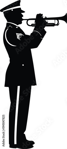 Memorial day tribute with trumpet player silhouette