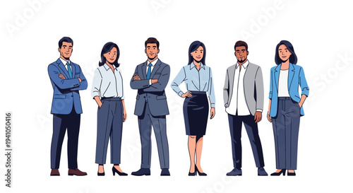 A Diverse Group of Professionals Standing Together in Business Attire