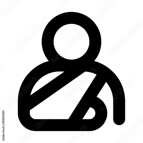 Patient with Arm Sling Icon, Medical Injury and Rehabilitation Illustration, Orthopedic Care Symbol, 24x24 Pixel Perfect, Editable Stroke Vector.