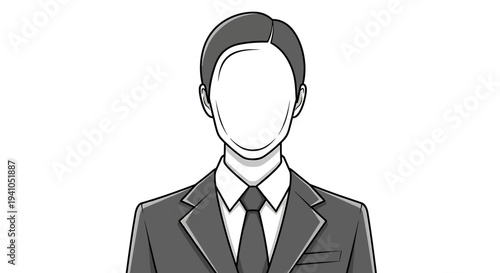 Faceless Businessman in Suit with Tie, Professional Silhouette for Corporate Identity and Human Resources