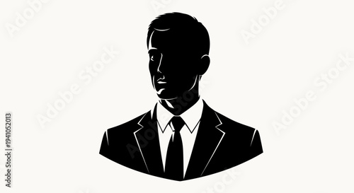 Silhouette of a Man in a Suit and Tie, Professional Business Person Portrait