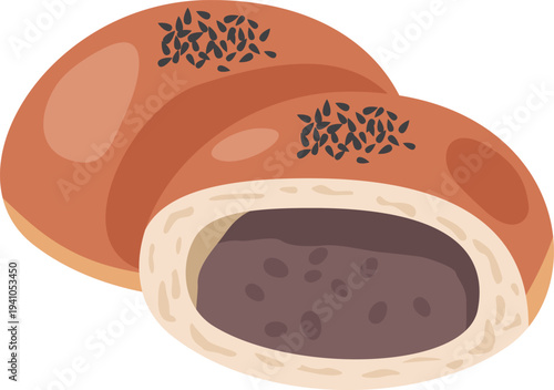 カットされたあんぱんのイメージイラスト