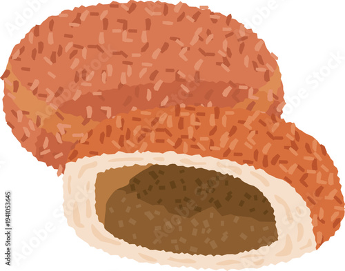 カットされたカレーパンのイメージイラスト