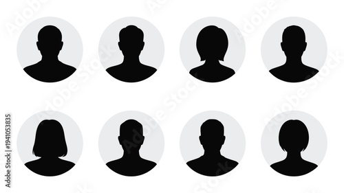 Silhouette Head Avatar Face Person Icon, male and female head profile vector set, people representation for user interface, social media, contact icons, editable vector illustration.