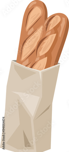 袋に入ったフランスパンのイメージイラスト