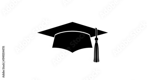 A black graduation cap icon in a simple style with tassel