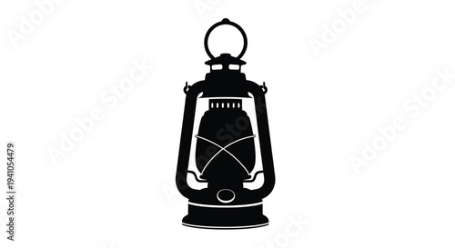 A black silhouette of a vintage kerosene lantern with a handle