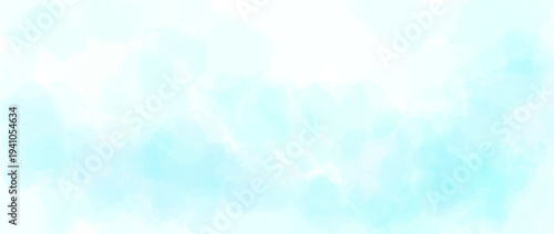 Light turquoise watercolor effect background. Teal watercolour gradient texture. Soft mint blurred paint splashes wallpaper for birthday or wedding design. Vector light blue green color backdrop