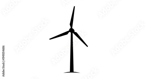 A wind turbine stands tall against a clear background, showcasing its sleek design and functionality in a serene environment from a straightforward viewpoint