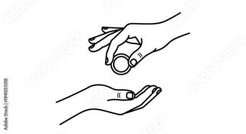 Giving Coin Hand Vector Illustration Mockup Template for Donation Charity Finance Business Concept