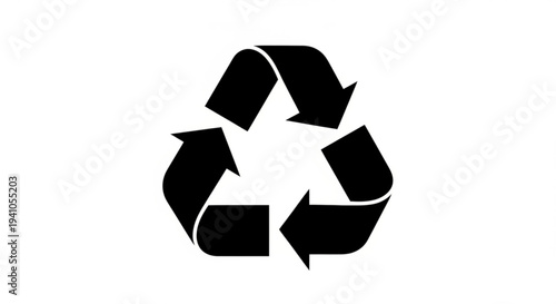 Recycling symbol illustration viewed from directly above in a clean environment