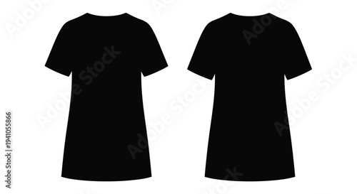Two black t shirts presented against a stark white background